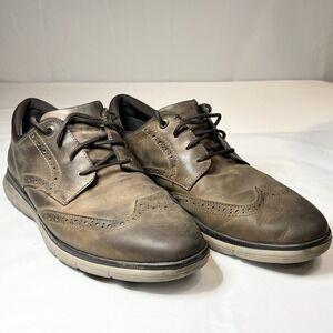 Johnston & Murphy 10 McGuffey Shoes Brown Leather Sheepskin Sneakers Oxford Lace